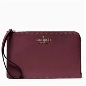 NWT Kate Spade Staci Medium L-zip Wristlet in Deep Berry